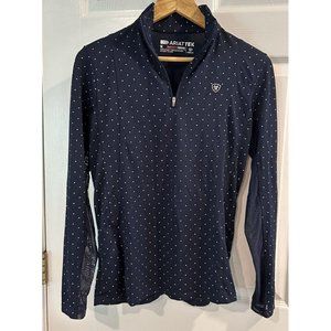 Ariat Sunstopper Heat Series Sun Shirt Navy With Pink Dots Women’s M
